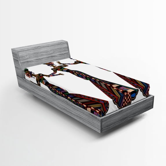 Ambesonne African Fitted Sheet, Native Costumes, Twin Size, Multicolor