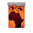 thumbnail image 1 of Ambesonne African Fitted Sheet & Pillow Sham Set, Savannah Map with Continent, Queen, Orange and Brown, 1 of 2
