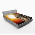 thumbnail image 1 of Ambesonne African Fitted Sheet, Savannah Leopard on Tree, Full Size, Orange Brown, 1 of 2