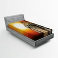 thumbnail image 1 of Ambesonne African Fitted Sheet, Savannah Leopard on Tree, Twin XL Size, Orange Brown, 1 of 2