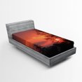thumbnail image 1 of Ambesonne African Fitted Sheet, Sunset at Kwando River, Twin XL Size, Coral Orange Black, 1 of 3