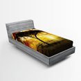 thumbnail image 1 of Ambesonne African Fitted Sheet, Sunset in Savannah Animal, Twin XL Size, White Green Red, 1 of 3