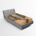 thumbnail image 1 of Ambesonne African Fitted Sheet, Wild Retro s, Twin Size, Almond Grey, 1 of 2