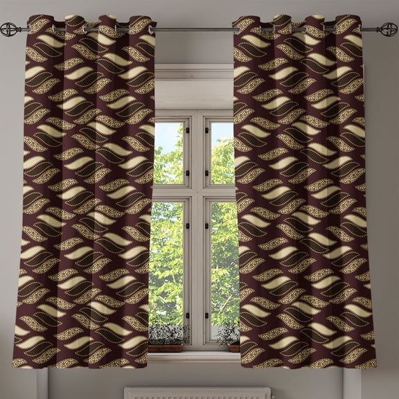 Ambesonne African Grommet Curtain, Indigenous Cheetah Skin, 50" x 54", Dark Maroon Beige Brown