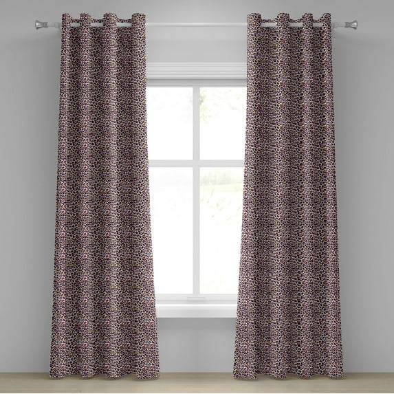 Ambesonne African Grommet Curtain, Savannah Leopard Animal, 50" x 84", Marigold Magenta Violet