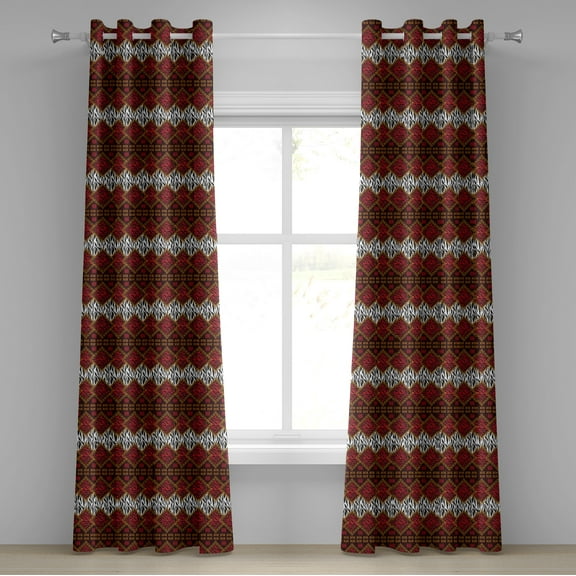 Ambesonne African Grommet Curtain, Wildlife Animal Skin, 50" x 84", Brown and Red