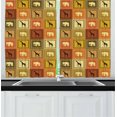 thumbnail image 1 of Ambesonne African Kitchen Curtains, Savanna Animal Frames, 55"x39", Multicolor, 1 of 2