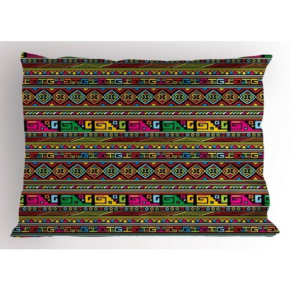Ambesonne African Pillow Sham, Colorful Indigenous Art, 36" X 20", Multicolor