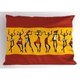 thumbnail image 1 of Ambesonne African Pillow Sham, Dancing People, 26" X 20", Dark Orange Yellow Black, 1 of 2