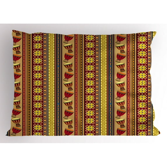 Ambesonne African Pillow Sham, Ethnic Musical Instrument, 36" X 20", Multicolor