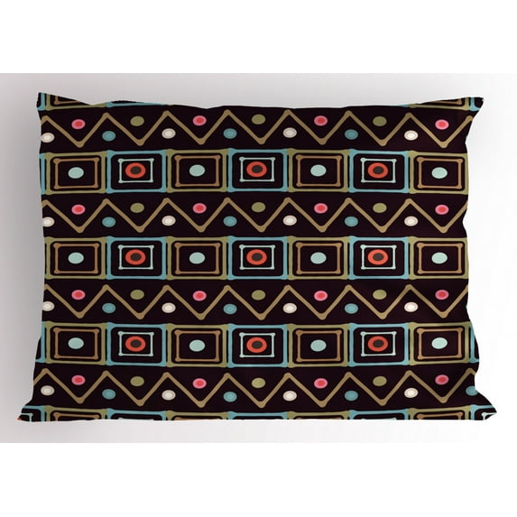 Ambesonne African Pillow Sham, Native Colorful Borders, 26" X 20", Multicolor