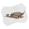 thumbnail image 1 of Ambesonne African Place Mats Set of 4, Animals on Savannah Modern, Standard Size, White and Brown, 1 of 6