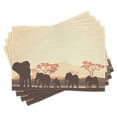 thumbnail image 1 of Ambesonne African Place Mats Set of 4, Savannah Animal Pastel Look, Standard Size, Pale Yellow and Brown, 1 of 3