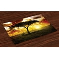 thumbnail image 1 of Ambesonne African Place Mats Set of 4, Sunset in Savannah Animal, Standard Size, White Green Red, 1 of 4