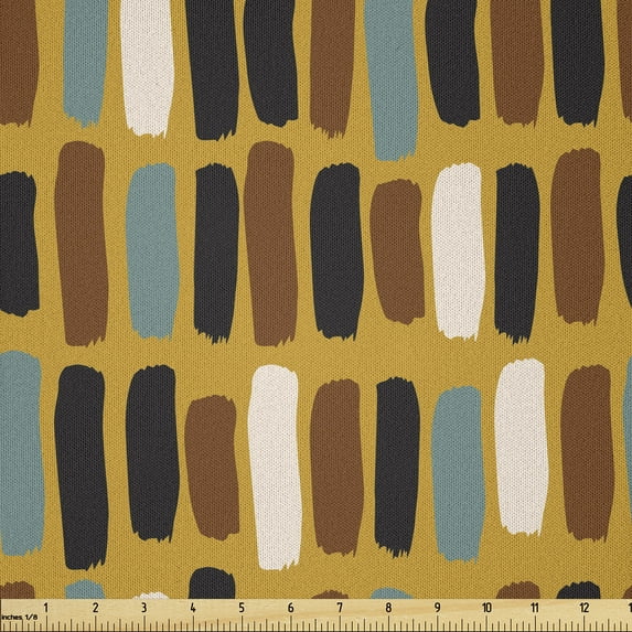 Ambesonne African Print Fabric by the Yard Microfiber, Memphis Modern Earthy, 3 Yards, Dark Yellow and Multicolor