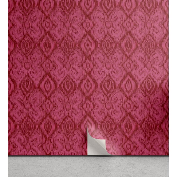 Ambesonne African Print Peel & Stick Wallpaper for Home, Folk Magenta Madness, 13"x36", Raspberry and Hot Pink