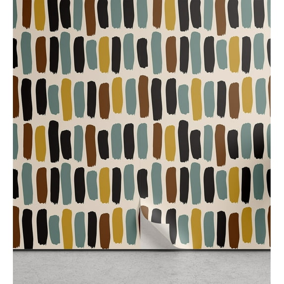 Ambesonne African Print Peel & Stick Wallpaper for Home, Retro Ethnic Strokes, 13"x100", Champagne and Multicolor