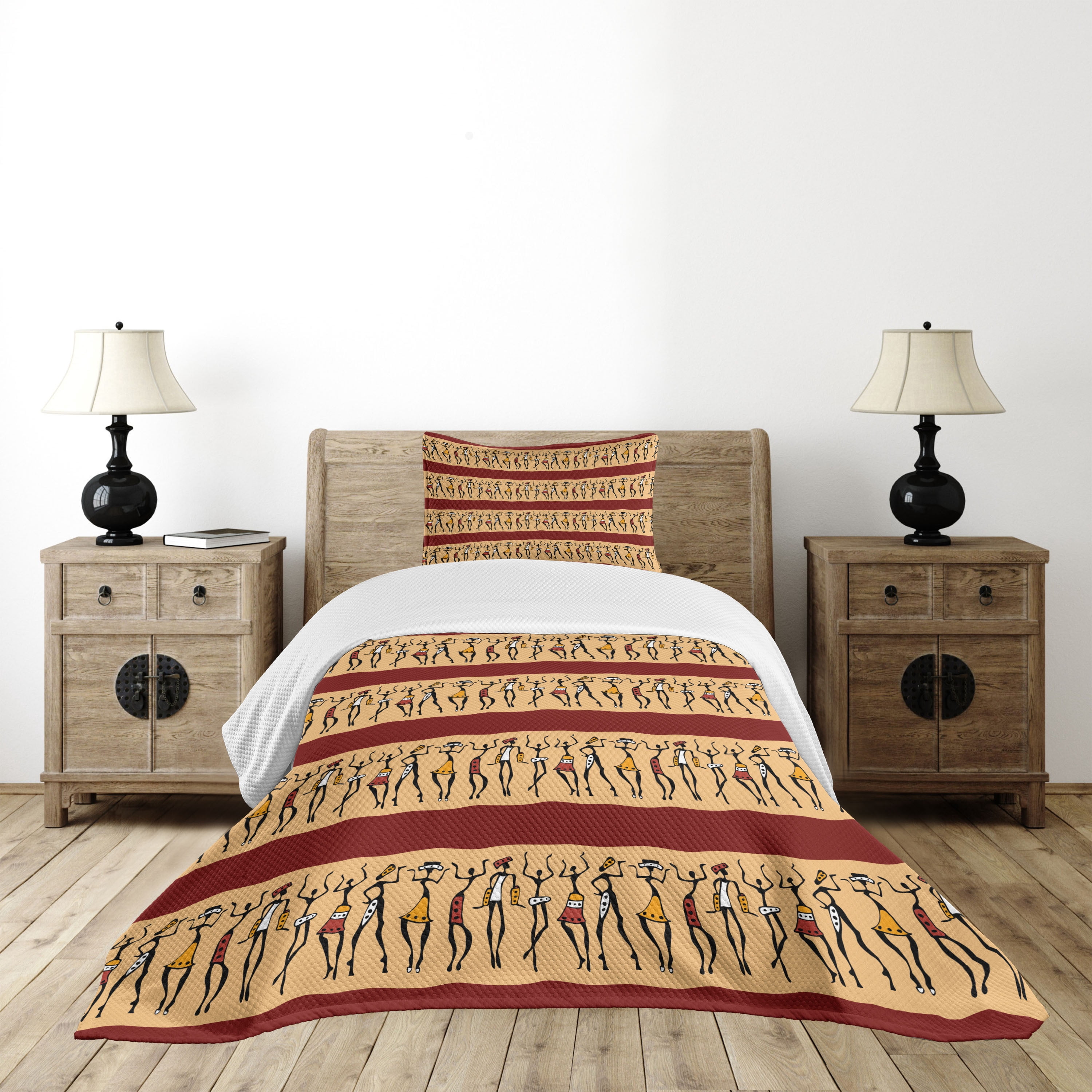 Ambesonne African Quilted Bedspread Set 2 Pcs, Native Culture, Twin ...