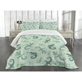 thumbnail image 1 of Ambesonne African Quilted Bedspread Set 3 Pcs, Exotic Lizard Reptile, King Size, Green Mint, 1 of 5