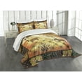 thumbnail image 1 of Ambesonne African Quilted Bedspread Set 3 Pcs, Grunge Elephants Roses, Queen Size, Multicolor, 1 of 5