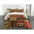 thumbnail image 1 of Ambesonne African Quilted Bedspread Set 3 Pcs, Patchwork Style, Queen Size, Red Green Black, 1 of 5