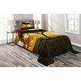 thumbnail image 1 of Ambesonne African Quilted Coverlet 2 Pcs, Sunset in Savannah Animal, Twin Size, White Green Red, 1 of 2