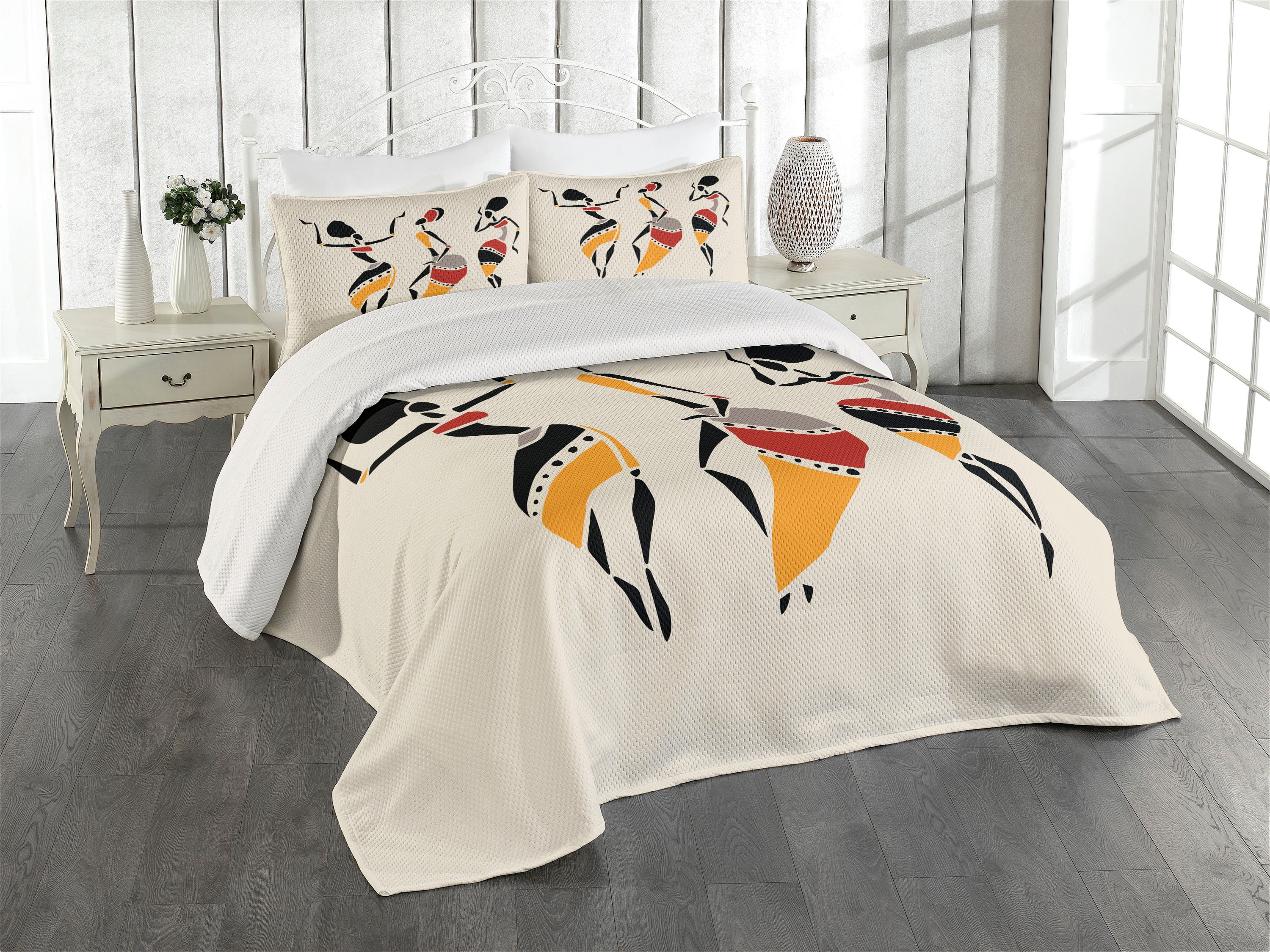 Queen Size Multicolor Quilted Bedspread Set with Pillow Shams