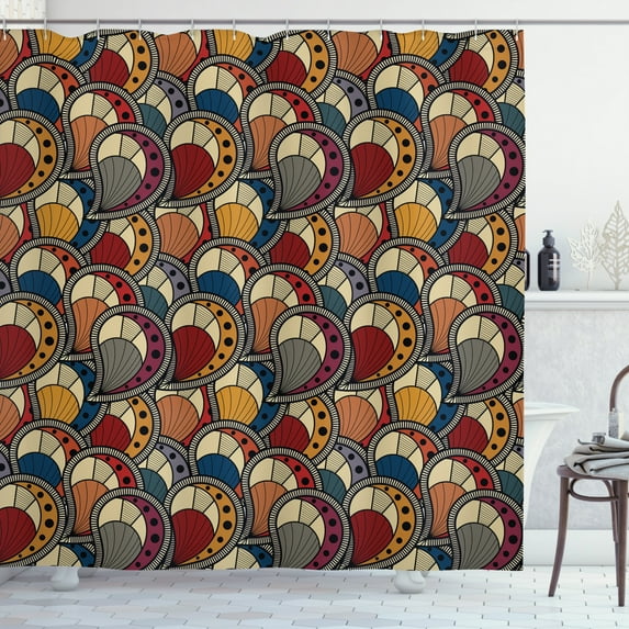 Ambesonne African Shower Curtain, Abstract Paisley Motifs, 69"Wx70"L, Multicolor