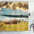 thumbnail image 1 of Ambesonne African Shower Curtain, Family Photo, 69"Wx75"L, Yellow Grey and Blue, 1 of 5
