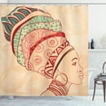 thumbnail image 1 of Ambesonne African Shower Curtain, Female Turban, 69"Wx75"L, Peach Red Teal, 1 of 3