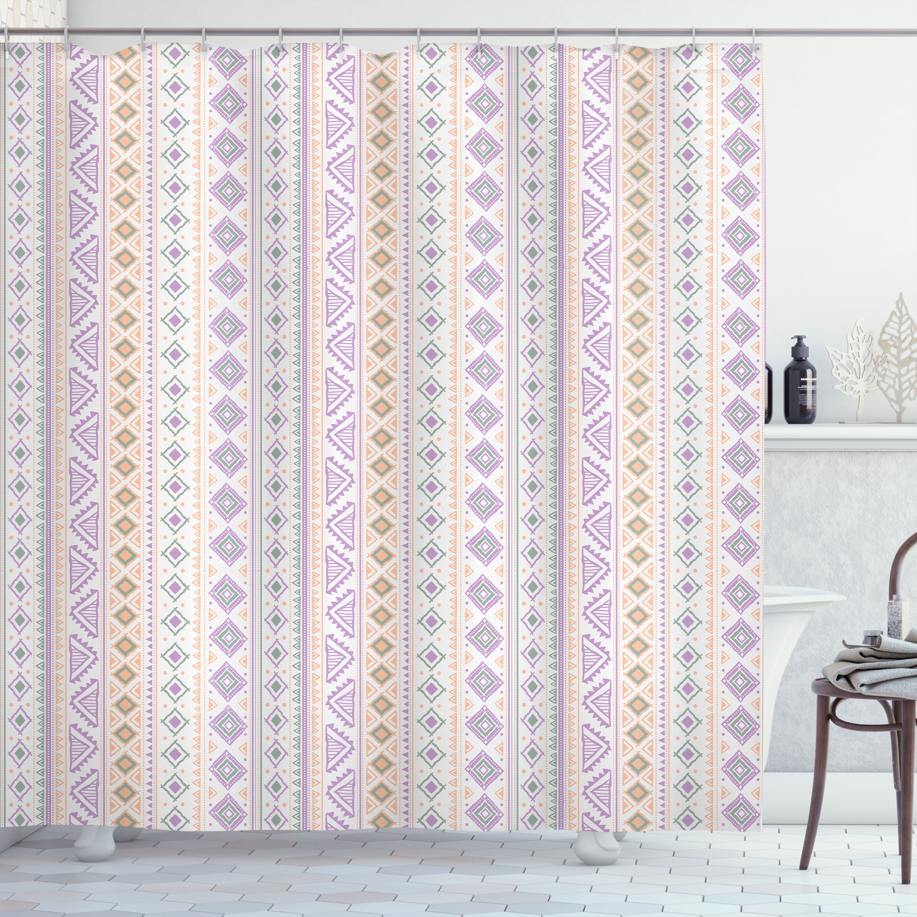 Ambesonne Ikat Shower Curtain with Hooks Included