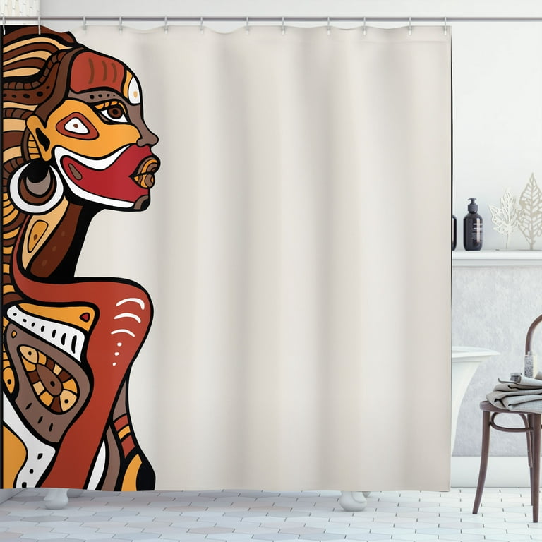 Ambesonne African Shower Curtain Hand Drawn Woman Art 69 Wx70 L Multicolor Com