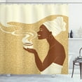 thumbnail image 1 of Ambesonne African Shower Curtain, Happy Afro Lady, 69"Wx75"L, Brown Pale Brown Cream, 1 of 3