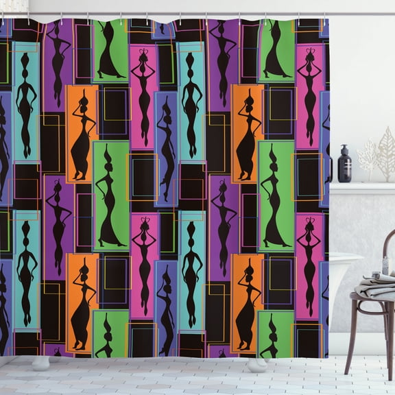 Ambesonne African Shower Curtain, Vases on Heads, 69"Wx84"L, Multicolor