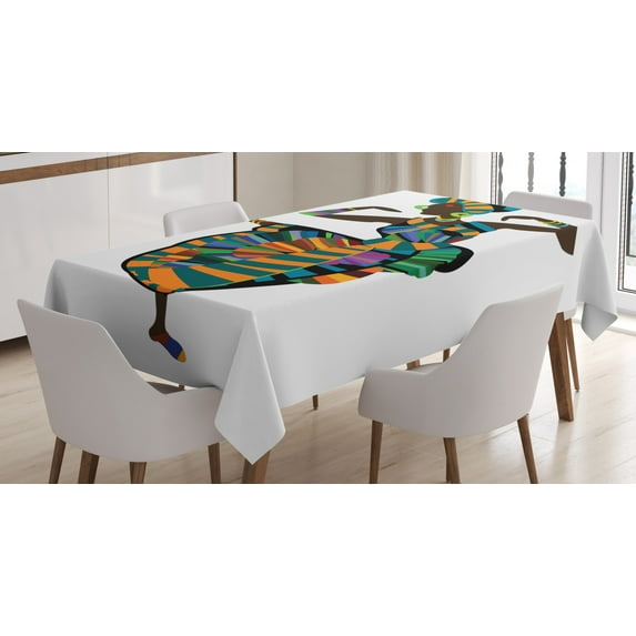 Ambesonne African Tablecloth Rectangular Table Cover, Dancing Zulu Girl, 60"x84", Multicolor