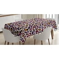 thumbnail image 1 of Ambesonne African Tablecloth Rectangular Table Cover, Savannah Leopard Animal, 60"x84", Marigold Magenta Violet, 1 of 4