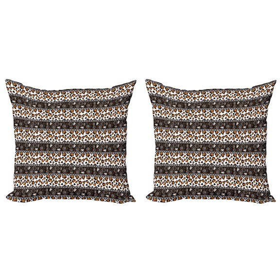 Ambesonne African Throw Pillow Cover 2 Pack, Cheetah Skin Circles, 16", Pale Coffee Brown White