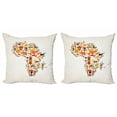 thumbnail image 1 of Ambesonne African Throw Pillow Cover 2 Pack, Travel Map Arts, 18", Multicolor, 1 of 6