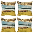 thumbnail image 1 of Ambesonne African Throw Pillow Cover 4 Pack, Family Photo, 20", Yellow Grey and Blue, 1 of 6