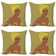 thumbnail image 1 of Ambesonne African Throw Pillow Cover 4 Pack, Fashion Lady with Earrings, 16", Multicolor, 1 of 5