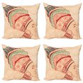 thumbnail image 1 of Ambesonne African Throw Pillow Cover 4 Pack, Female Turban, 18", Peach Red Teal, 1 of 7