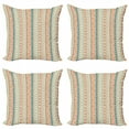 thumbnail image 1 of Ambesonne African Throw Pillow Cover 4 Pack, Folk Borders, 24", Orange Blue Pale Yellow, 1 of 2