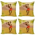 thumbnail image 1 of Ambesonne African Throw Pillow Cover 4 Pack, Girl in the Woodland Trees, 18", Multicolor, 1 of 7