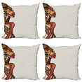 thumbnail image 1 of Ambesonne African Throw Pillow Cover 4 Pack, Hand Drawn Woman Art, 18", Multicolor, 1 of 6
