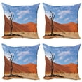 thumbnail image 1 of Ambesonne African Throw Pillow Cover 4 Pack, Lonely Tree in Desert, 24", Brown Blue, 1 of 5