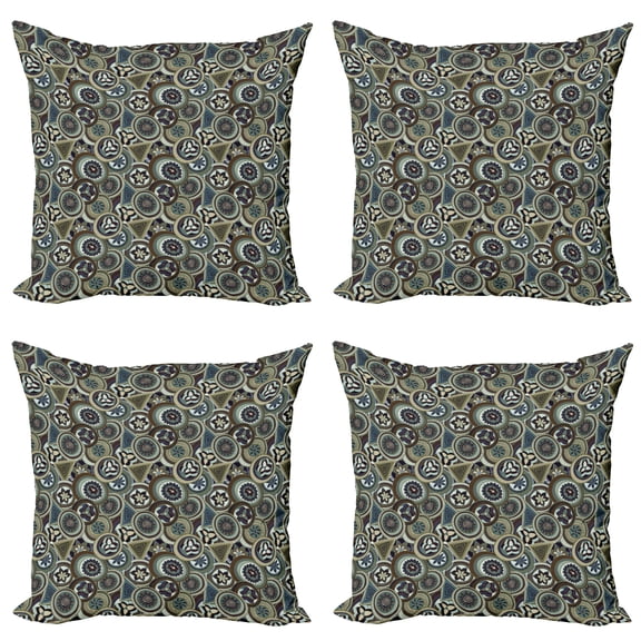 Ambesonne African Throw Pillow Cover 4 Pack, Native Indigenous Art, 18", Multicolor