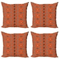 thumbnail image 1 of Ambesonne African Throw Pillow Cover 4 Pack, Ornaments, 20", Orange Black White, 1 of 2