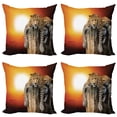 thumbnail image 1 of Ambesonne African Throw Pillow Cover 4 Pack, Savannah Leopard on Tree, 16", Orange Brown, 1 of 6