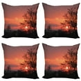 thumbnail image 1 of Ambesonne African Throw Pillow Cover 4 Pack, Sunset at Kwando River, 20", Coral Orange Black, 1 of 6