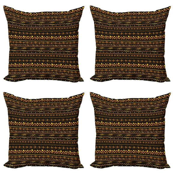 Ambesonne African Throw Pillow Cover 4 Pack, Timeless Doodle Art, 18", Multicolor